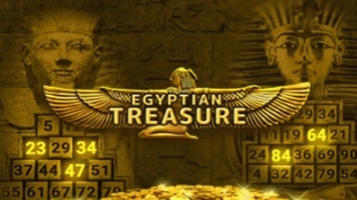 Interface do jogo de slot Egyptian Treasure com temática egípcia