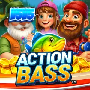 Interface do jogo de slot Action Bass com temática de pescaria